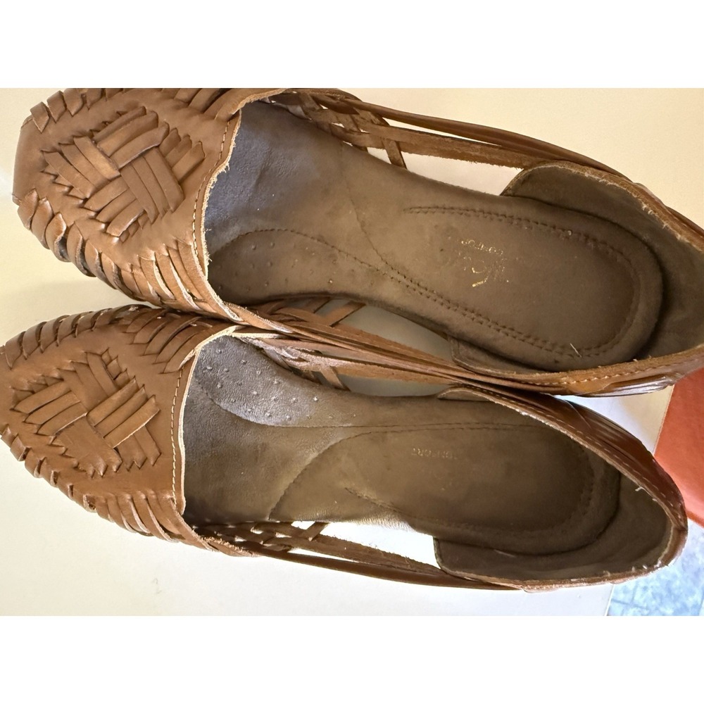 Natural Soul Shoes Womens 6M Grandeur Leather Woven Fisherman Boho Flats Festive - Picture 8 of 11
